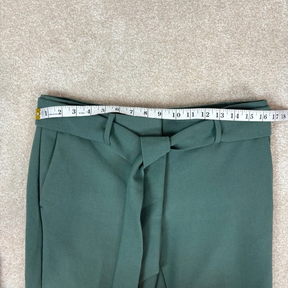 LOFT Marisa Tie Waist Dress Pants Dark Green Straight Leg Size 4 Office Workwear